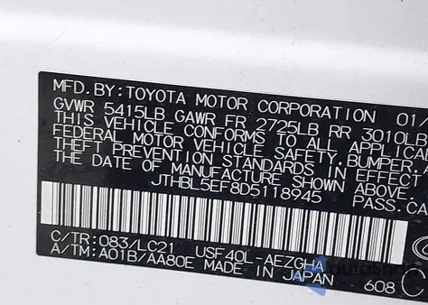 2013 Lexus Ls 460 из США, поврежденный, VIN JTHBL5EF8D5118945